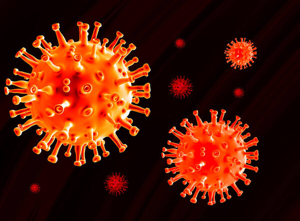 3D rendering of viruses, conceptual illustration