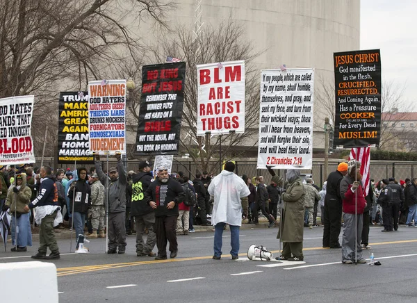 Christians with signs at  Inauguration of Donald Trump — Stock Photo, Image