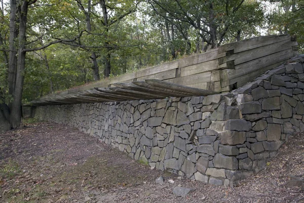 Piersi Obronne Zrekonstruowanym Obozowisku Fort Lee Historic Park New Jersey — Zdjęcie stockowe