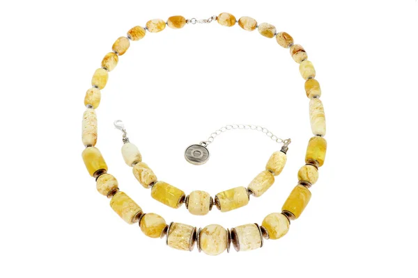 Amber Jewelry Necklace Natural Baltic Amber Isolated Cut Out Image — Stock Photo, Image