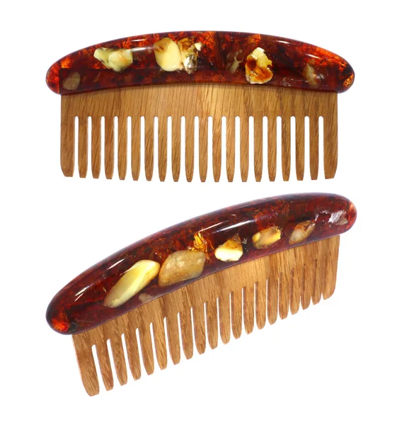 Amber Souvenir Wooden Comb Amber Decorative Elements — Stock Photo, Image