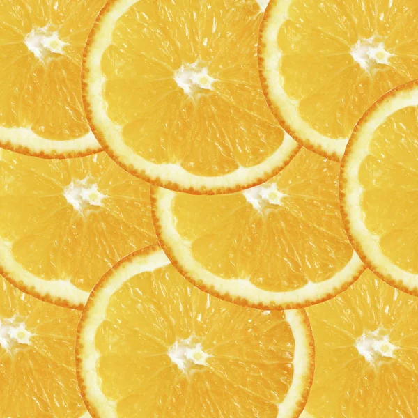 Orange background panorama with orange slices. Top view. Healthy food style, diet.