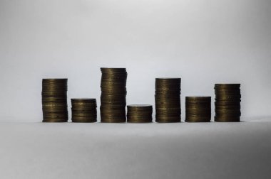 Sütunları sikkeler, para Finans çubuk grafik iş