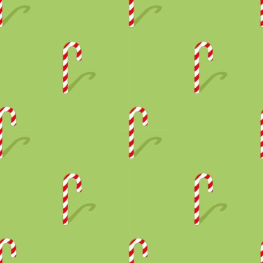 Yeşil arka planda şeker çubukları olan basit, pürüzsüz bir desen.