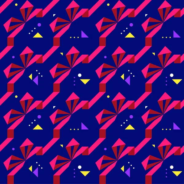 Geometrik kusursuz desen, hediye kurdeleleri ve geometrik memphis tarzında yaylar.