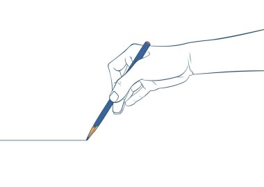 İnsan eli kalem tutuyor ve kalemle bir çizgi çiziyor.