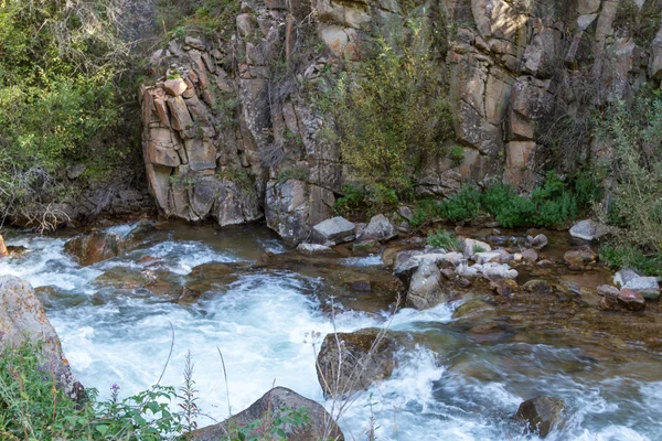 Rio da montanha entre as rochas — Fotografia de Stock