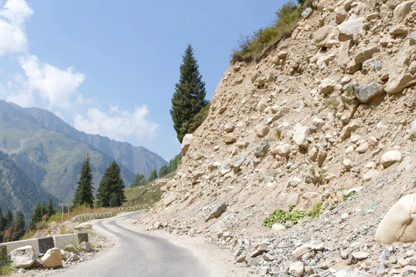 Mountain road with stones Stock Image