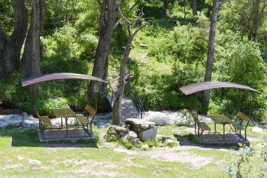 Brook bir köprü ile birlikte piknik piknik