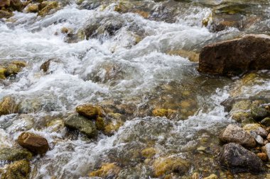Bir dağ dere taşları arasında temiz su akışı