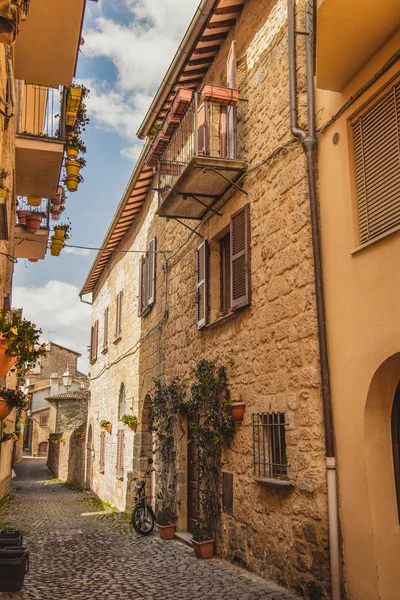 Jalan Sempit Dan Bangunan Orvieto Pinggiran Kota Roma Italia — Stok Foto