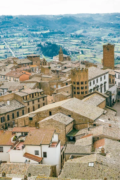 Aerial View Buildings Roofs Green Hills Orvieto Rome Suburb Italy — Stock Photo, Image