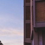 Building wall and clear sky in Rome, Italy