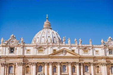 beautiful St. Peter's Basilica under blue sky, Vatican, Italy clipart