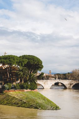 bridge above Tiber river in Rome, Italy clipart