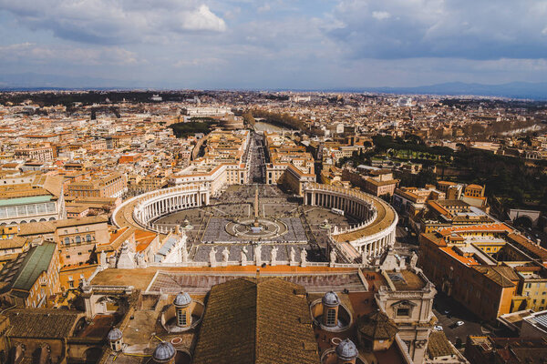 aerial view of famous St. Peter's square, Vatican, Italy