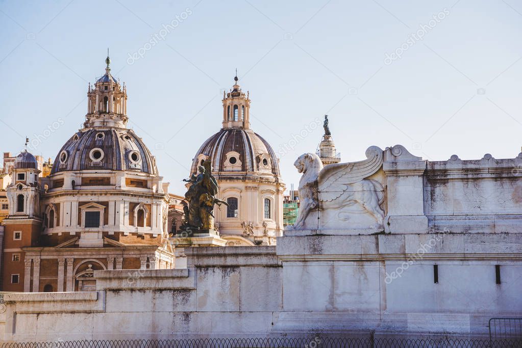 Santa Maria di Loreto (St Maria of Loreto) church and part of Altar of the Fatherland in Rome, Italy