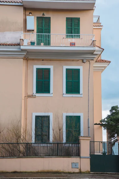Facade of old european building, Anzio, Italy — Stock Photo