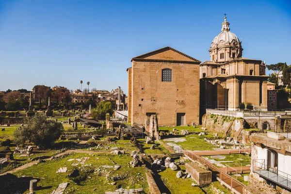 Old Saint Luca Martina church at Roman Forum ruins in Rome, Italy — Stock Photo