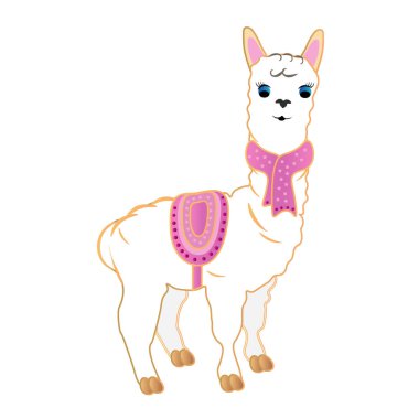 Alpaca karikatürü, vektör illüstrasyonu