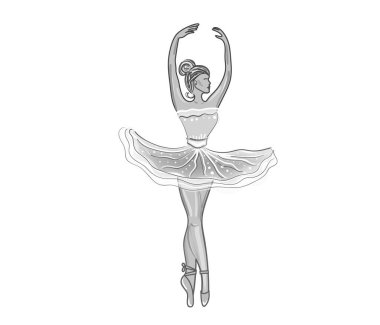 Elbiseli balerin, illüstrasyon 