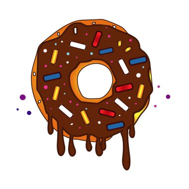 Kahverengi jöleli çörek. donut simgesi, vektör çizimi