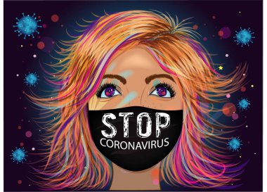 Çin 'de Coronavirus. Roman Coronavirus (2019-nCoV), beyaz tıbbi maskeli kadın. Koronavirüs karantinası kavramı.