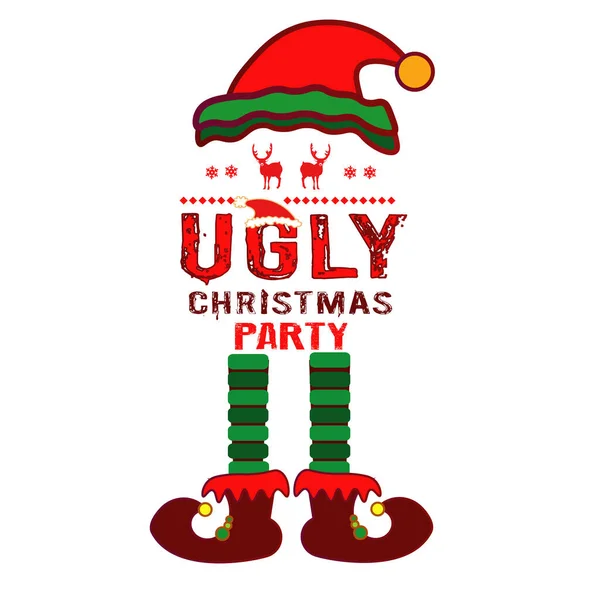 Ugly Pull Fête Elfe Autocollant Mural — Image vectorielle