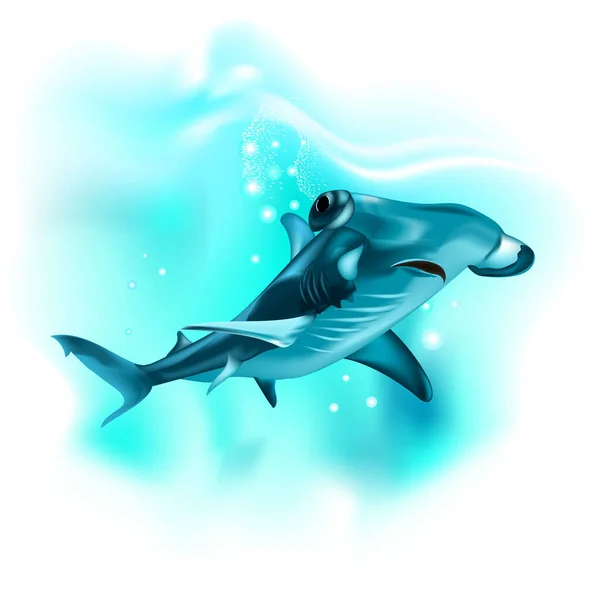 Карикатура Рыбу Молот Морской Житель Наклейка — стоковый вектор