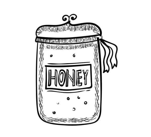 Jar Sweet Honey Cartoon — Stock Vector