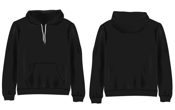 Μαύρο Hoodie Απομονωμένο Λευκό Φόντο — Διανυσματικό Αρχείο