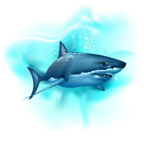 Tubarão Realista Oceano — Vetor de Stock