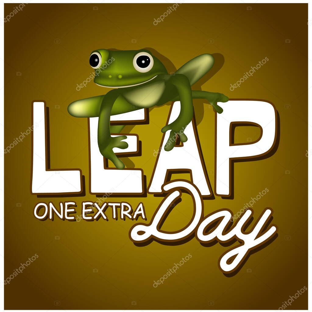 Leap day, one extra day - leap year 29 February calendar page with cute frog. Background Leap day leap year 29 February calendar and froggy illustration vector graphic. Wall stickers