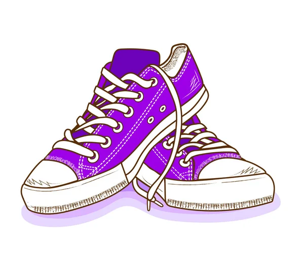 Sneakers Illustratie College Stijl Paar Schoenen Witte Achtergrond Wandstickers — Stockvector