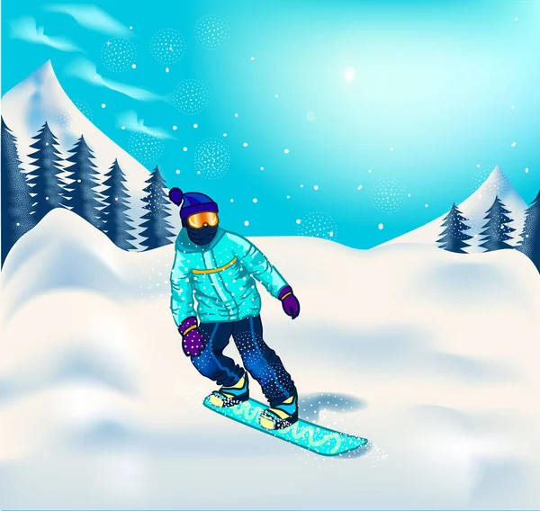 Vektor Illustration Des Snowboarders — Stockvektor