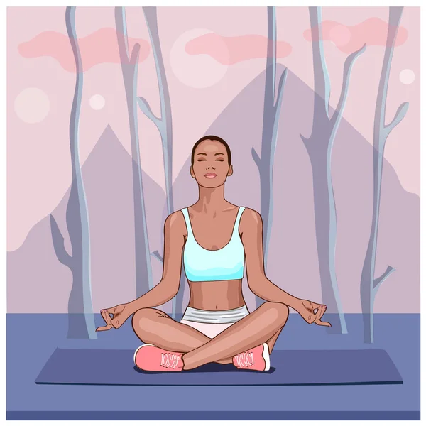 Meditación Femenina Concepto Yoga — Archivo Imágenes Vectoriales