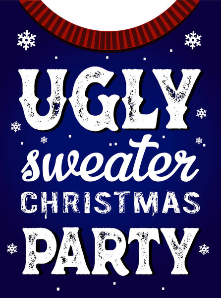 Vector illustration of sweater with lettering christmas ugly party