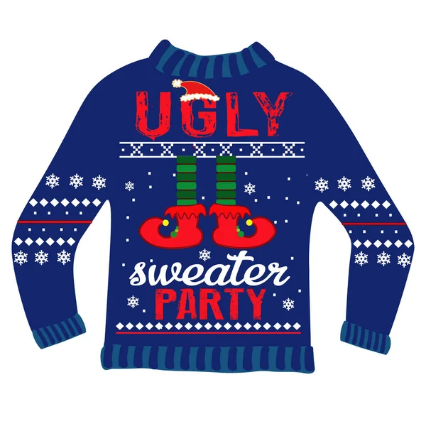 Vector Illustration Sweater Lettering Christmas Ugly Party — Stock Vector
