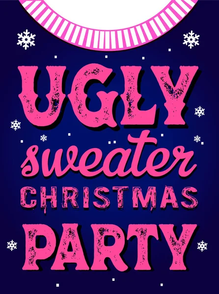 Vector Illustration Sweater Lettering Christmas Ugly Party — Stock Vector