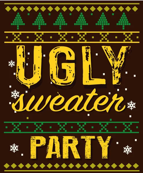 Vector Illustration Sweater Lettering Christmas Ugly Party — Stock Vector