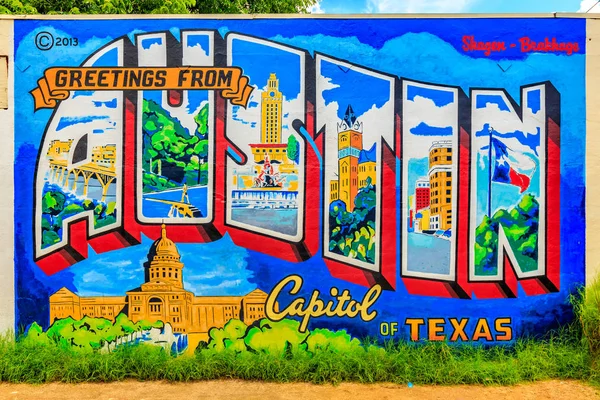 Austin kartpostal duvar resmi — Stok fotoğraf