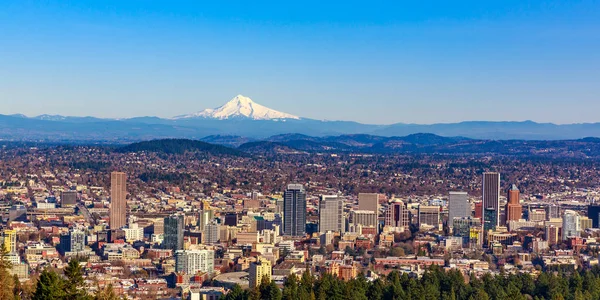 Portland Downtown stadsgezicht met Mt Hood — Stockfoto