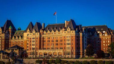 Victoria, Bc, Kanada - 3 Temmuz 2018 Fairmont İmparatoriçesi Victoria, British Columbia, Kanada 'daki en eski otellerden biridir..