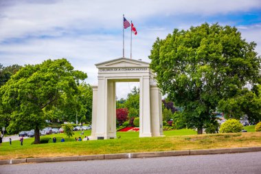 Surrey, British Columbia, Canada - July 7, 2018: Peace Arch is a monument situated near the westernmost point of the Canada-United States border