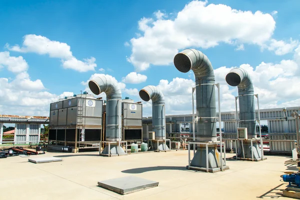 Tubulação Como Encontrado Dentro Uma Usina Energia Industrial Moderna — Fotografia de Stock