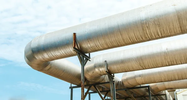 Tubulação Como Encontrado Dentro Uma Usina Energia Industrial Moderna — Fotografia de Stock