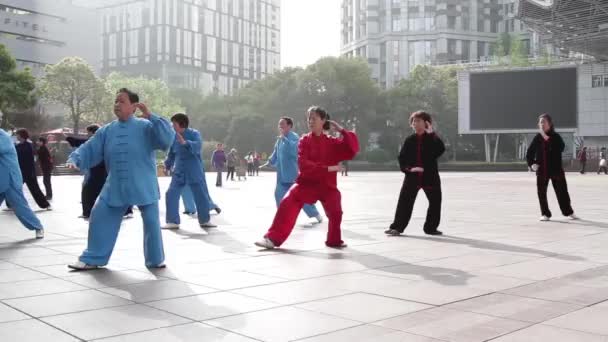 China, Shanghai, Tai Chi cursuri pe stradă — Videoclip de stoc