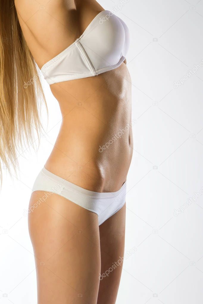 Perfect woman body on white background