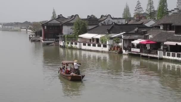 Zhujiajiao стародавнього міста, китайський Венеції — стокове відео