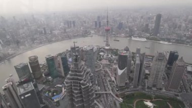 Çin, Shanghai. Şangay Dünya Finans Merkezi Üstten Görünüm